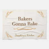Personalized Bakers Gonna Bake Wheat Rolling Pin  Geschirrtuch (Horizontal)