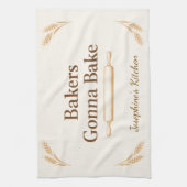 Personalized Bakers Gonna Bake Wheat Rolling Pin  Geschirrtuch (Vertikal)