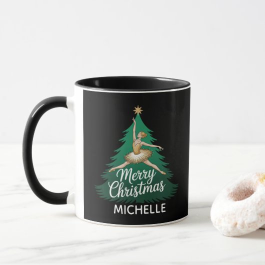 Personalized Ballerina ballet dancer christmas  Tasse (Mit Donut)