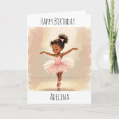 Personalized Ballerina Birthday + Coloring Page Karte (Vorderseite)