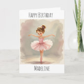 Personalized Ballerina Birthday + Coloring Page Karte (Vorderseite)