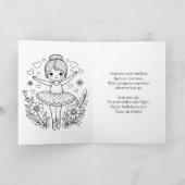 Personalized Ballerina Birthday + Coloring Page Karte (Innenseite)