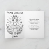 Personalized Ballet Birthday + Coloring Page Karte (Innenseite)