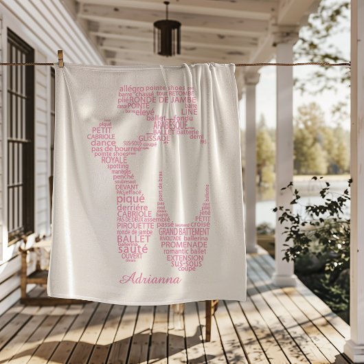 Personalized Ballet Shoe Typography  Fleecedecke