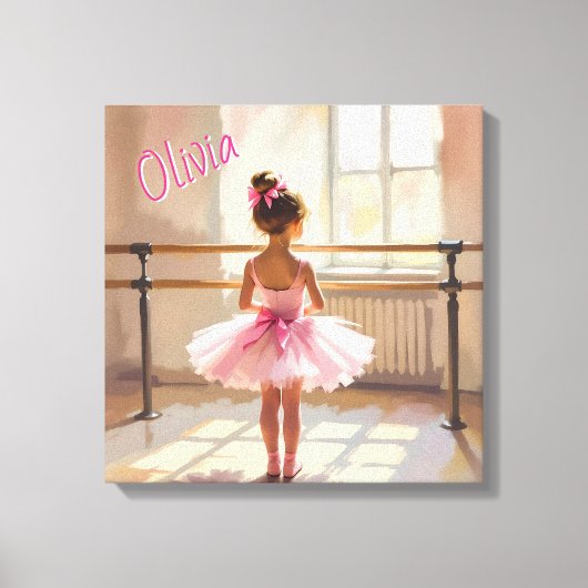 Personalized Ballet themed Ballerina in Pink Leinwanddruck (Vorderseite)