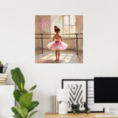 Personalized Ballet themed Ballerina in Pink Poster (Heimbüro)