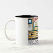 Personalized Bank Teller - Female Cartoon Zweifarbige Tasse (Links)
