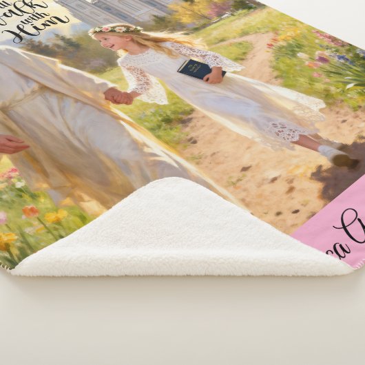 Personalized Baptism Blanket-I Will Walk With Him Sherpadecke (3/4)