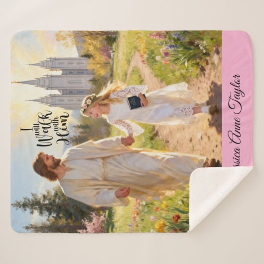 Personalized Baptism Blanket-I Will Walk With Him Sherpadecke (Vorderseite (Horizontal))