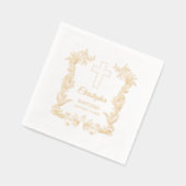 Personalized Baptism Floral Cross Servietten Mit Folie (Links)