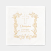Personalized Baptism Floral Cross Servietten Mit Folie (Vorderseite)