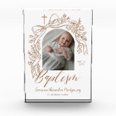 Personalized Baptism Keepsake Floral Baby Gift Fotoblock (Vorderseite)