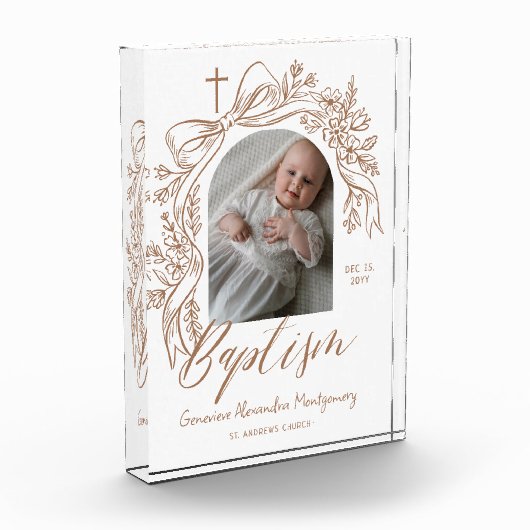 Personalized Baptism Keepsake Floral Baby Gift Fotoblock (Links)