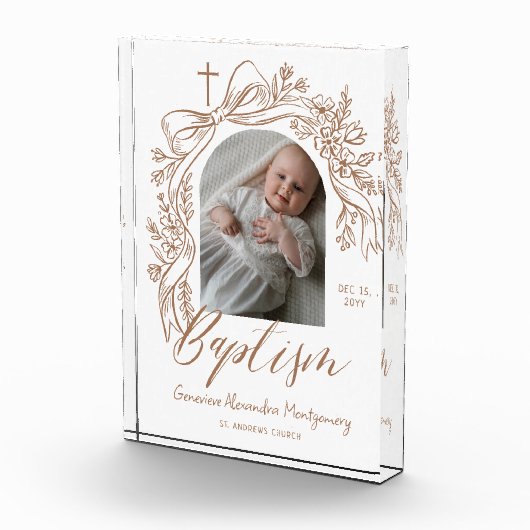 Personalized Baptism Keepsake Floral Baby Gift Fotoblock (Rechts)