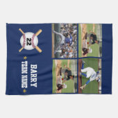 Personalized Baseball 4 Photo Collage Name Team Geschirrtuch (Horizontal)