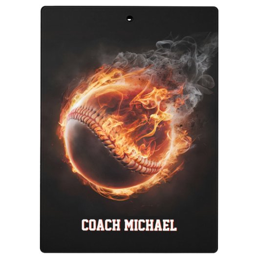 Personalized  Baseball Ball on Fire Klemmbrett (Rückseite)