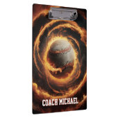 Personalized Baseball Ball on Fire Klemmbrett (Rechts)