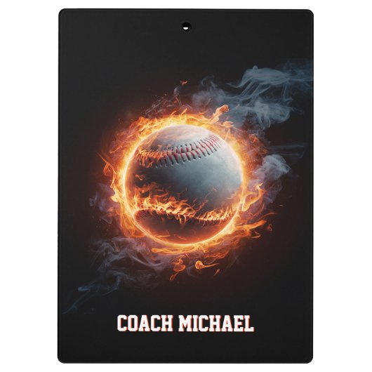Personalized  Baseball Ball on Fire Klemmbrett (Rückseite)