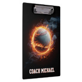 Personalized Baseball Ball on Fire Klemmbrett (Rechts)