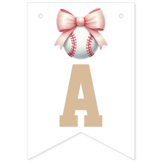Personalized Baseball Bow Birthday Wimpelkette (Dritte Fahne)