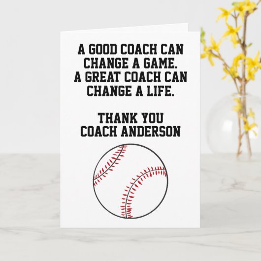 Personalized Baseball Coach From Team Players Karte (Gelbe Blume)