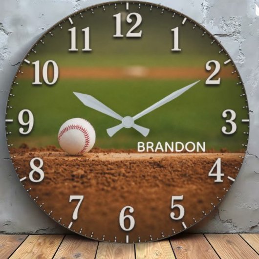 Personalized Baseball Field Custom Name Große Wanduhr