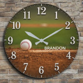 Personalized Baseball Field Custom Name Große Wanduhr