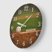 Personalized Baseball Field Custom Name Große Wanduhr (Winkel)