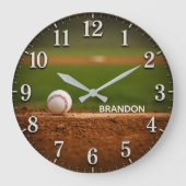 Personalized Baseball Field Custom Name Große Wanduhr (Vorderseite)