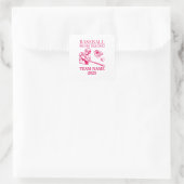 Personalized baseball mom  quadratischer aufkleber (Tasche)