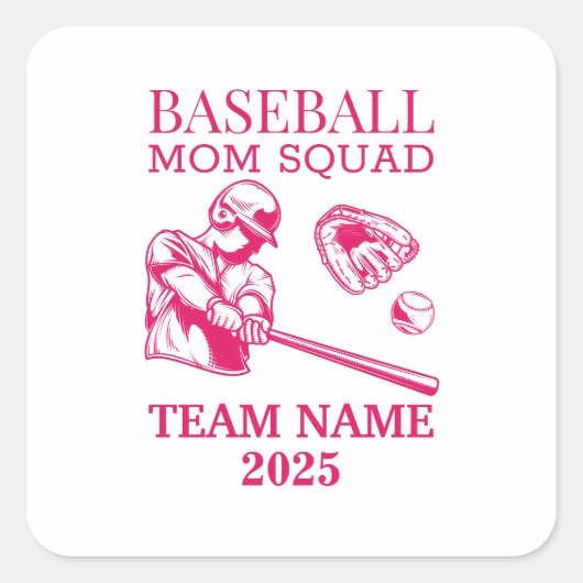 Personalized baseball mom  quadratischer aufkleber (Vorderseite)