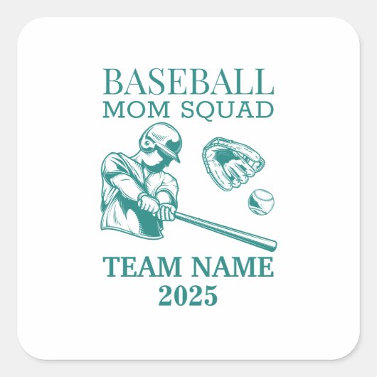 Personalized baseball mom  quadratischer aufkleber (Vorderseite)