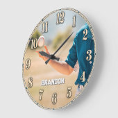 Personalized Baseball Pitcher Custom Name Große Wanduhr (Winkel)