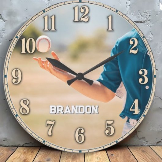 Personalized Baseball Pitcher Custom Name Große Wanduhr