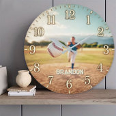 Personalized Baseball Pitcher Custom Name Player Große Wanduhr