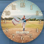 Personalized Baseball Pitcher Custom Name Player Große Wanduhr