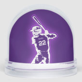 Personalized Baseball Player neon glow effect Schneekugeln (Vorderseite)