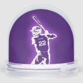 Personalized Baseball Player neon glow effect Schneekugeln (Rückseite)