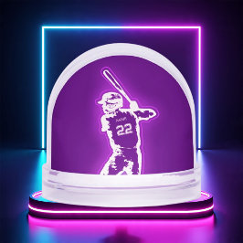 Personalized Baseball Player neon glow effect Schneekugeln