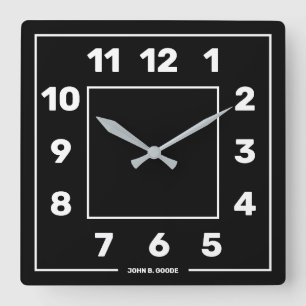 Personalized Basic Black  Square Wall Clock Quadratische Wanduhr