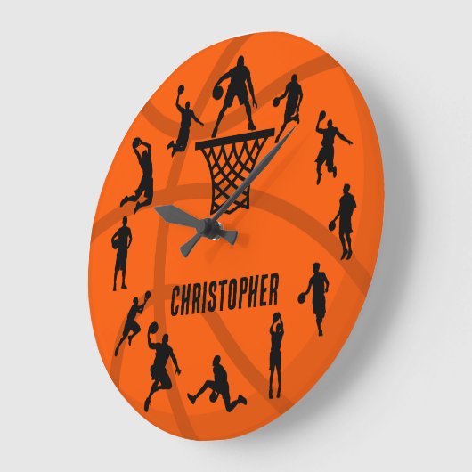 Personalized Basketball Action Große Wanduhr (Winkel)