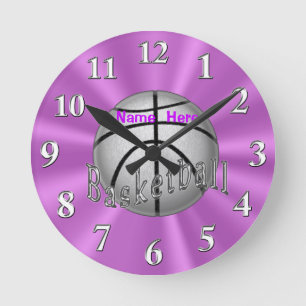 Personalized Basketball Clocks for Girls Room Runde Wanduhr