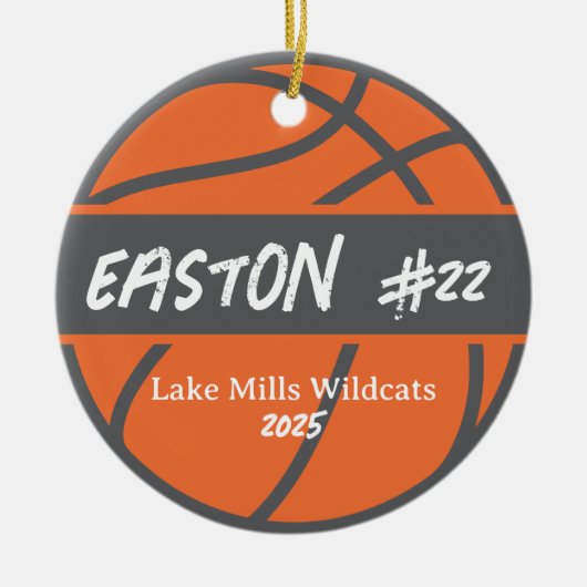 Personalized Basketball Player Name Year Christmas Keramik Ornament (Vorne)