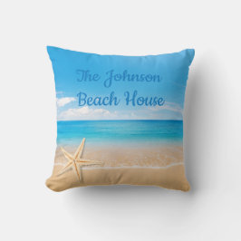 Personalized Beach House Throw Pillow Kissen