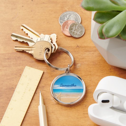 Personalized Beach Keychain | Ocean Name Keychain Schlüsselanhänger (Schreibtisch)
