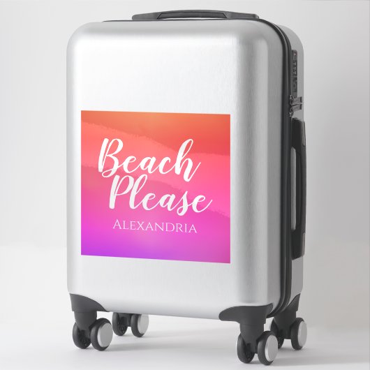 Personalized Beach Pink Orange Ombre Luggage Aufkleber (Koffer)
