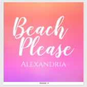 Personalized Beach Pink Orange Ombre Luggage Aufkleber (Blatt)