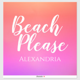 Personalized Beach Pink Orange Ombre Luggage Aufkleber