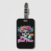 Personalized Beach Please Skull Luggage Tag Gepäckanhänger (Vorderseite Vertikal)