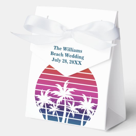 Personalized Beach Wedding Sunset Palm Trees Geschenkschachtel (Vorderseite)